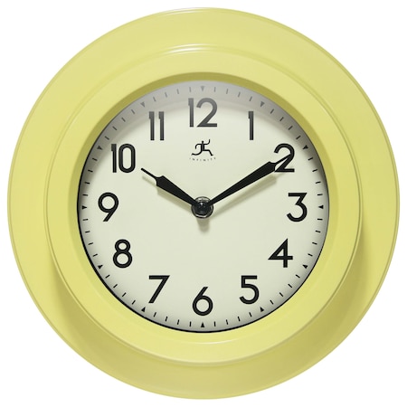 Infinity Instruments Retro Escape 9.75 in. Wall Clock - Yellow 20305AURA-4543